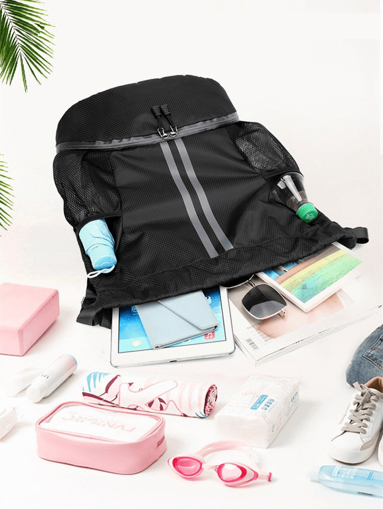 Unisex waterproof sports backpack with accessories, perfect for outdoor activities. 15L capacity for shoes and gear. Model SF0935.